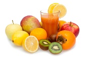 Fruit and glass of juice