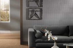 Living room with wall panels like wallpaper