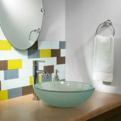 Aspect glass subway tiles used in a bathroom remodel